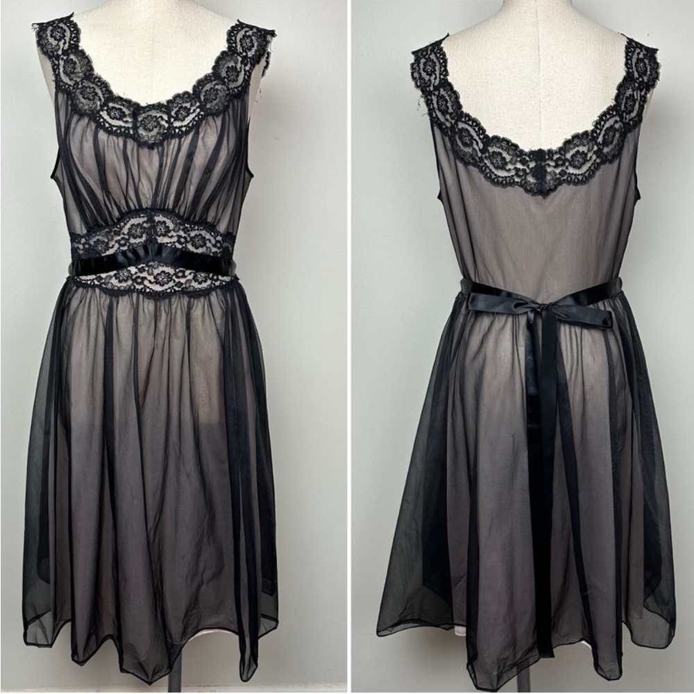 Vanity Fair Sheer Black Lace Chemise